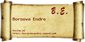 Borsova Endre névjegykártya